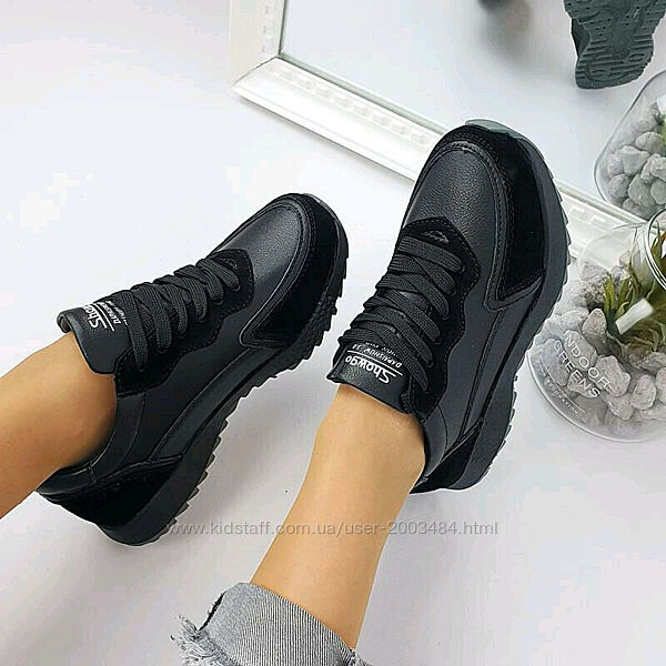 Кросівки чорні натуральна шкіра  замша 