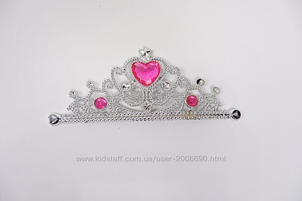 диадема корона на голову девочке серебристо розовая тиара для принцессы