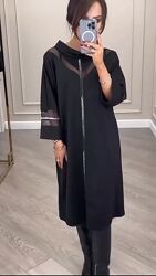 Красивое чёрное платье миди трикотаж модное батал большого размера 5825f
