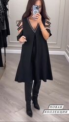 Красивое нарядное платье чёрное женское короткое 9831f