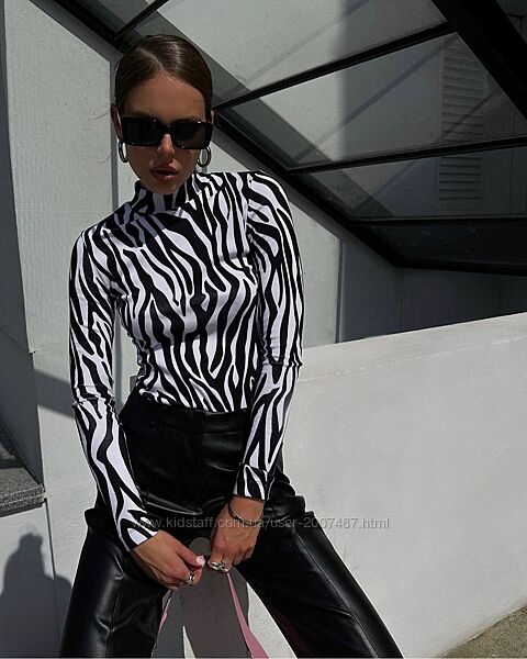 Боди женский рубчик зебра принт модный стильный красивый 7125mel