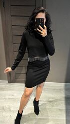 Нарядный красивый женский костюм кофта юбка черный 80567g