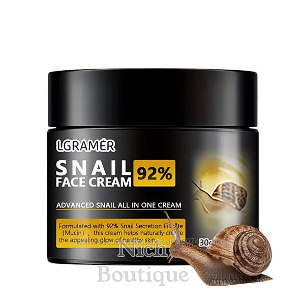 Lgramer 60 мл азіатський крем для обличчя з муцилом равлика гіпоалергенний 