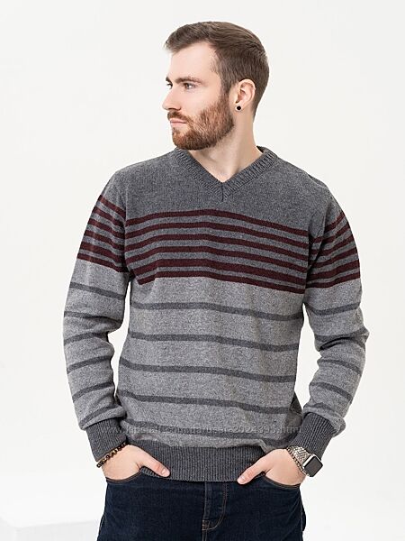 Шерстяной пуловер с полосками