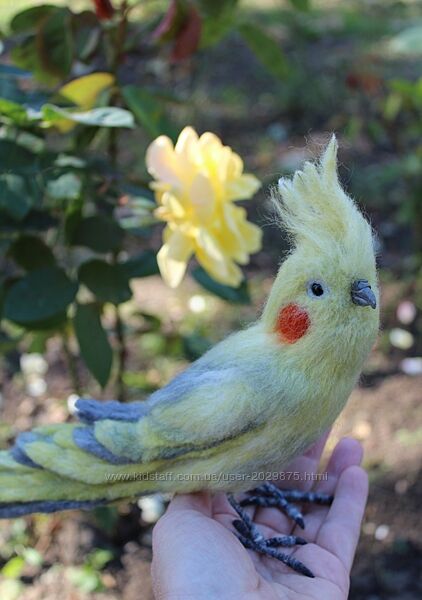 Корелла попугай валяная игрушка хендмэйд авторская птица ручной работы птах