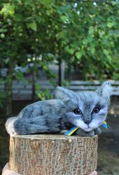 Котик іграшка валяна з шерсті белка игрушка интерєрна хендмєйд кошка кот
