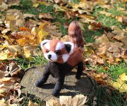 Красная панда игрушка хендмэйд валяная из шерсти интерьерная ручной работы