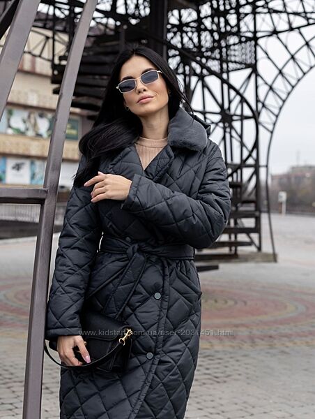 Пальто женское стеганое зимнее теплое, с капюшоном, черное, темно - серое 