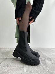 Ботинки женские кожаные зимние, натуральная кожа натуральный мех, черные 36