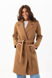  Пальто женское средней длины, демисезонное, однотонное шерстяное, бренд