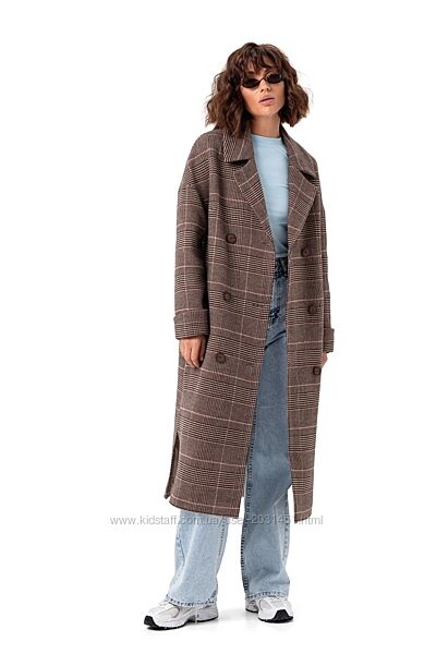 Пальто женское миди шерстяное демисезонное, двубортное, бренд
