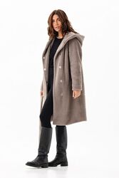 Шуба - пальто женское с капюшоном, женское эко альпака теплое утепленное