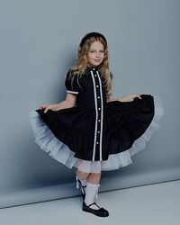 Платье детское подростковое школьное, на пуговицах, школьная форма, черное