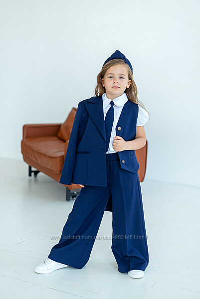 Костюм тройка детский школьный брючный, жилет, пиджак брюки, школьная форма