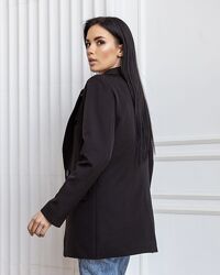 Пиджак женский однобортный классический, офисный, бренд, однотонный, черный