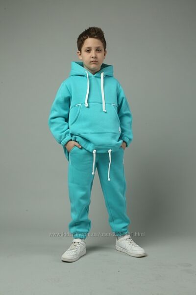Костюм детский спортивный теплый с начесом, худи кенгуру, штаны джоггеры