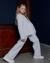 Костюм детский подростковый брючный для девочки пиджак брюки нарядный белый