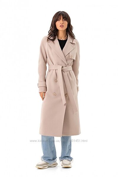 Пальто женское длинное кашемировое шерстяное демисезонное однотонное бренд