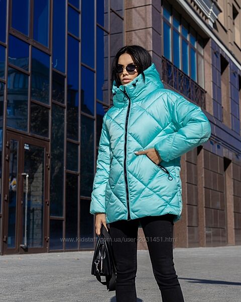 Пуховик женский зимний белый, черный, ментоловый