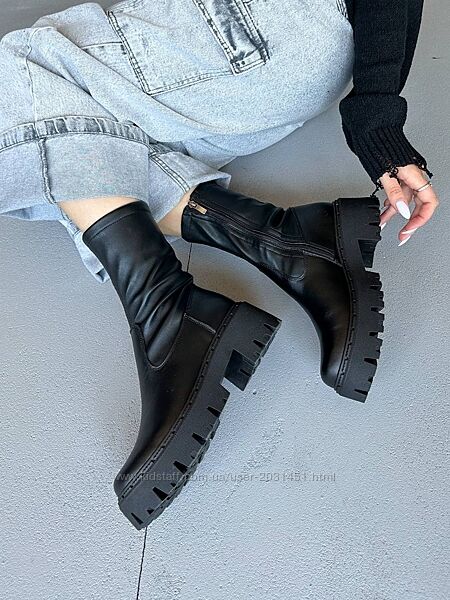 Ботинки женские кожаные, зимние, натуральная кожа, фабричные, черные