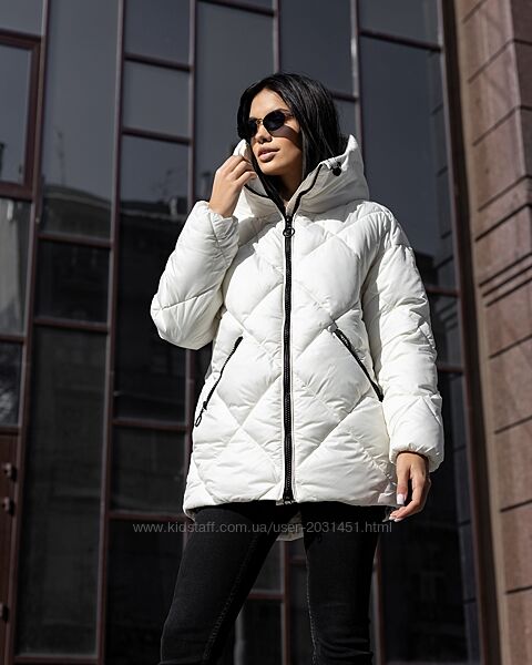 Пуховик женский зимний теплый, с капюшоном, куртка зимняя, молочный