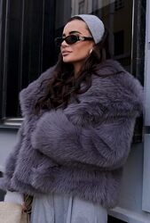 Шуба женская короткая, экошуба, Темно-серая