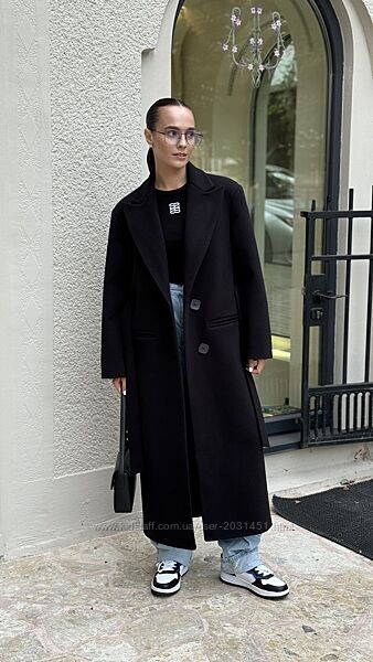 Пальто женское длинное оверсайз, зимнее, однотонное, черное