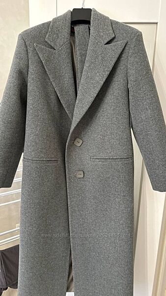 Пальто женское длинное оверсайз, зимнее, однотонное, серое