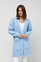 Кардиган женский вязаный шерстяной удлиненный, однотонный