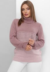 Свитер женский вязанный, бежевый, марсала, синий, серый, черный, фрез