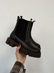 Чесли - ботинки женские кожаные зимние, Шоколадные