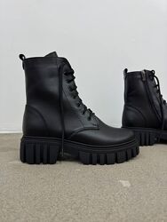 Ботинки женские кожаные зимние, фабричные, Черные