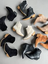 Казаки женские замшевые, демисезонные, натуральная замша, капучино, рыжие 