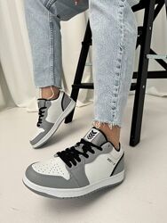 Кеды женские базовые, экокожа, фабричные, комбинированные,  серо - белые