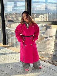 Пальто детское длинное демисезонное шерстяное элегантное малиновое