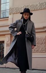 Пальто женское длинное шерстяное оверсайз, демисезонное, весеннее осеннее 