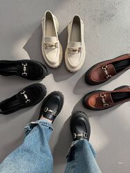 Лоферы женские кожаные с пряжкой, туфли на платформе, коричневые черные