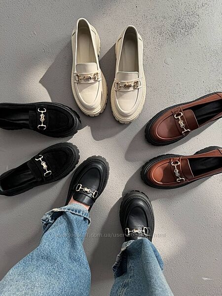 Лоферы женские кожаные с пряжкой, туфли на платформе, коричневые черные