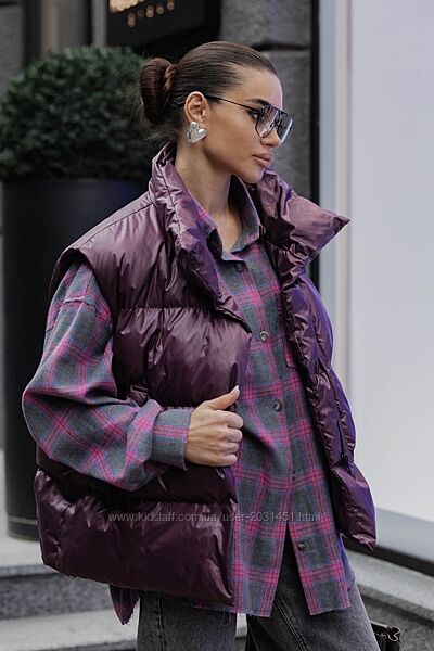 Жилетка женская оверсайз демисезонная, на молнии, без капюшона, утепленная