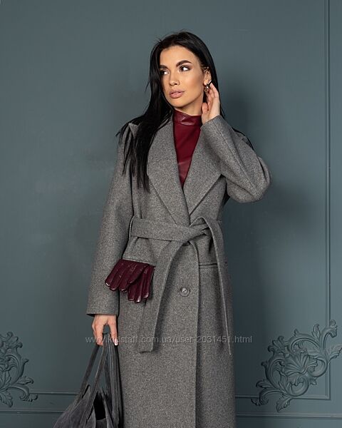 Пальто женское шерстяное демисезонное , весеннее осеннее, оверсайз, серое