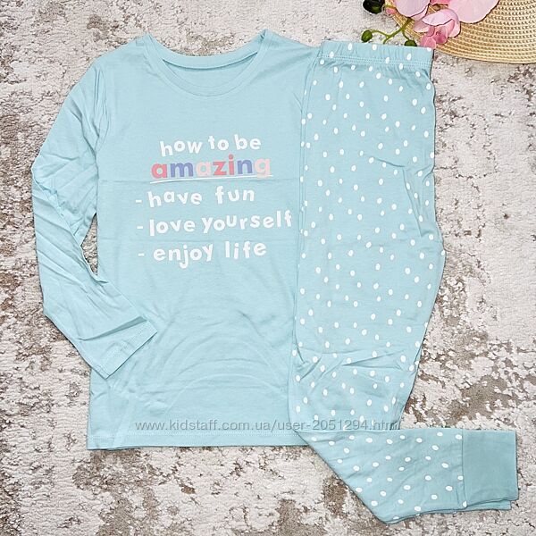 Піжама котонова для дівчинки штаниреглан Розмір   5/6 років  Бренд Geo