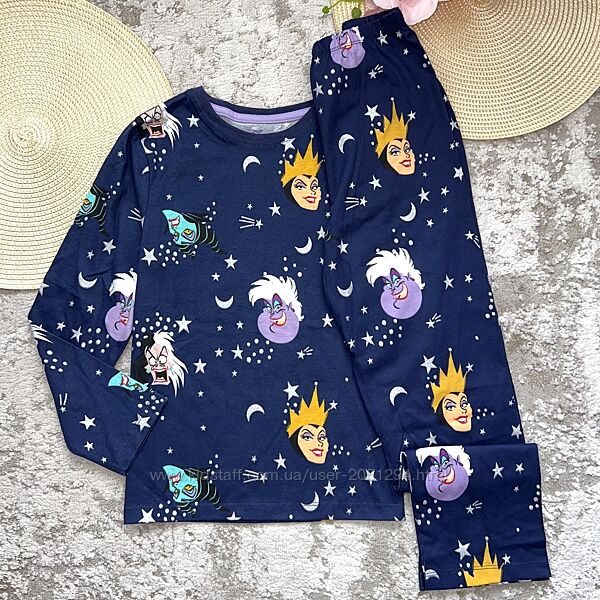 Піжама котонова темно синього кольору з срібними зірочками та місяцем і мул