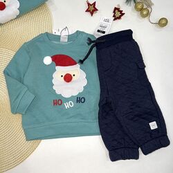 Костюм утеплений світшот на байці з манжетиками, з Дідом Морозом штани