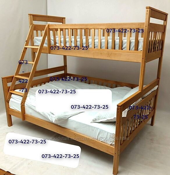Трех спальная кровать 190,140,80. Двухъярусная кровать Адель 2в1с ольх