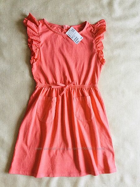 H&M. Платьице из последней коллекции. Яркое коралловое. Модная неравномерно