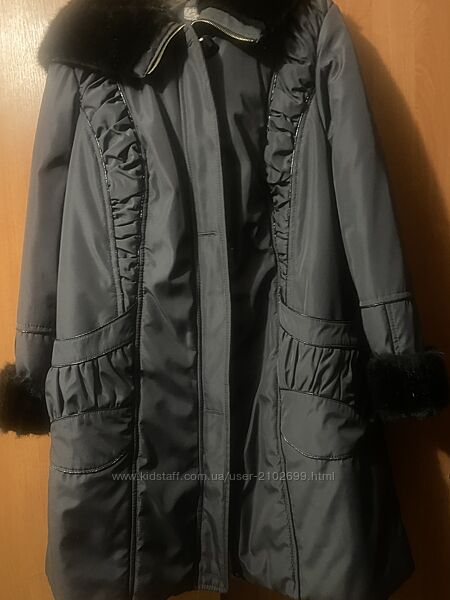Зимова жіноча куртка темно сірого кольору 58 розміру