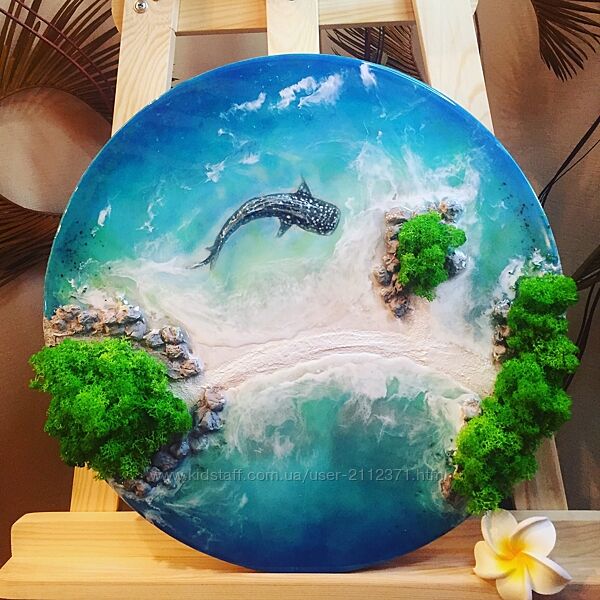 Картина эпоксидной смолой 3D Китовая акула на Ко Тао