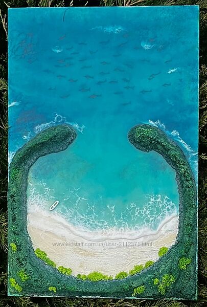 Картина 3д эпоксидной смолой бухта майя бэй 40х60см