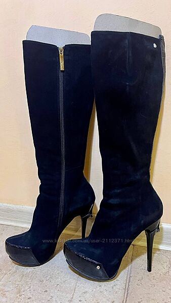 Женские замшевые сапоги Du Monde 36р цвет Черный