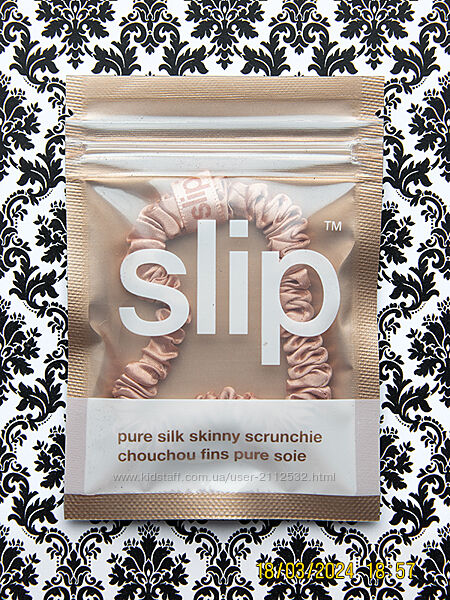 Люксовая шелковая резинка для волос Slip Pure Silk Skinny Scrunchie Rose